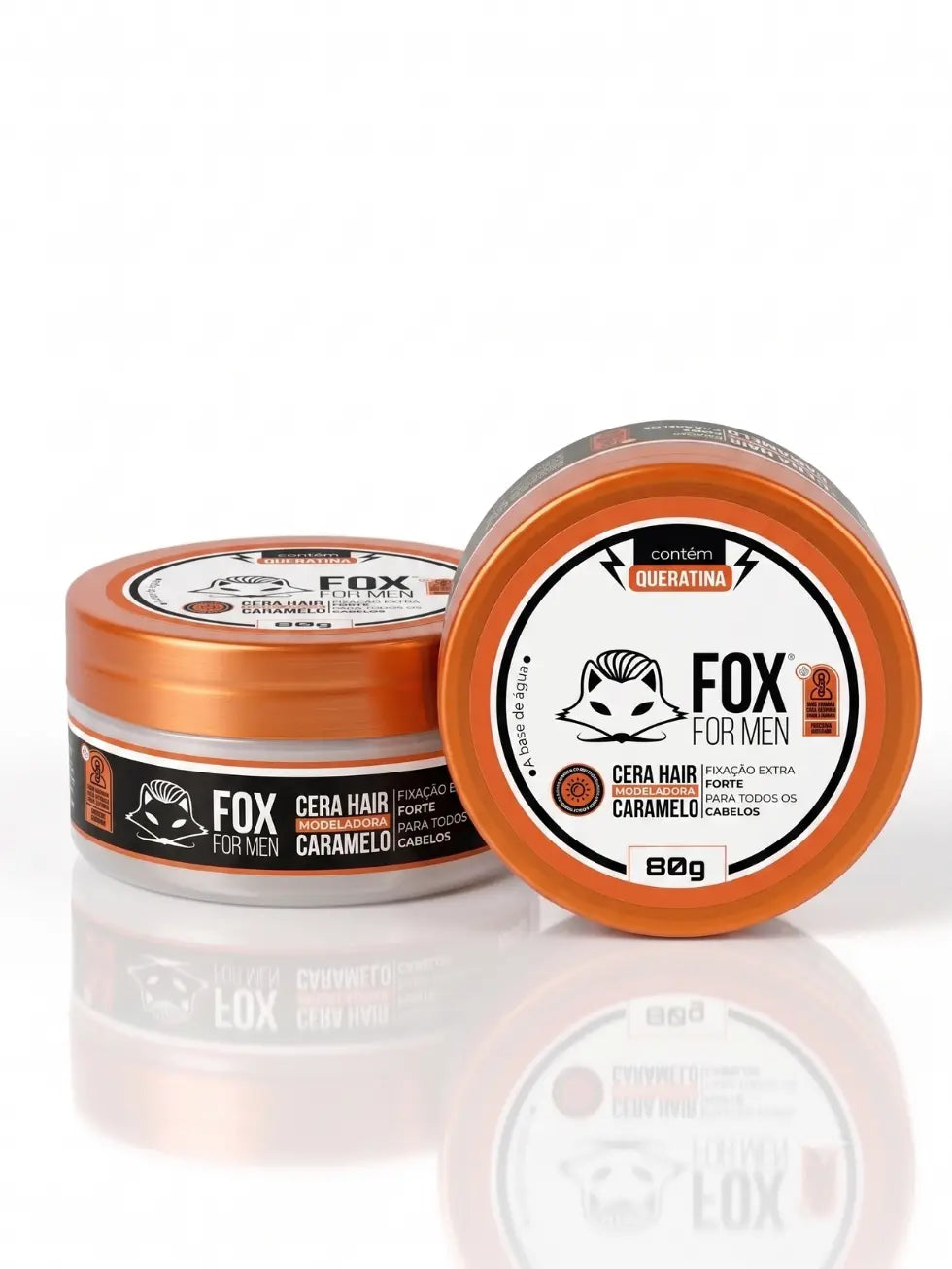 Cera Modeladora Hair Caramelo Fox For Men com Queratina 80g de fixação extra forte para cabelo masculino