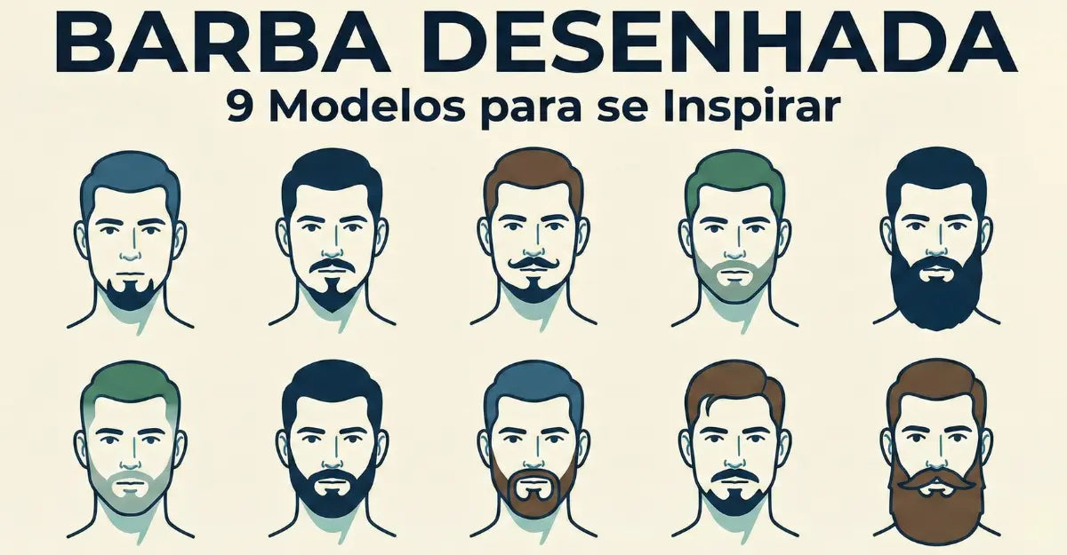 Capa do artigo Barba Desenhada: 9 Modelos para se Inspirar, mostrando close no rosto de um homem com a barba perfeitamente alinhada