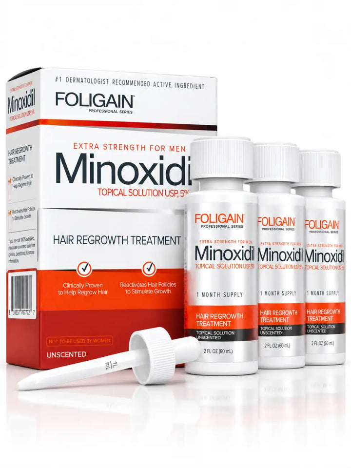 Minoxidil Foligain 5% Original kit com 3 frascos de 60ml
