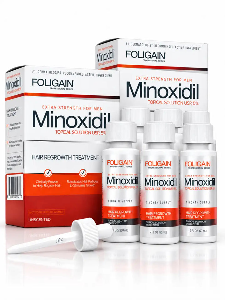 Minoxidil Foligain 5% Original kit com 6 frascos de 60ml