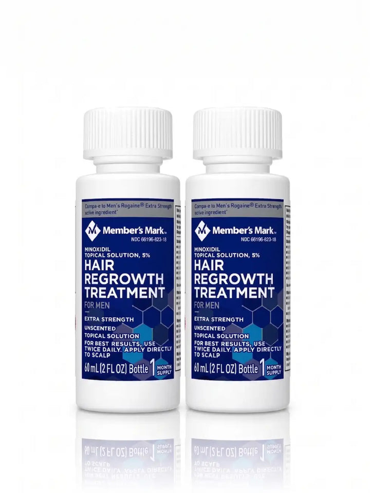 Kit com 2 frascos de Minoxidil Member's Mark 5% original, 120ml, para 2 meses de tratamento