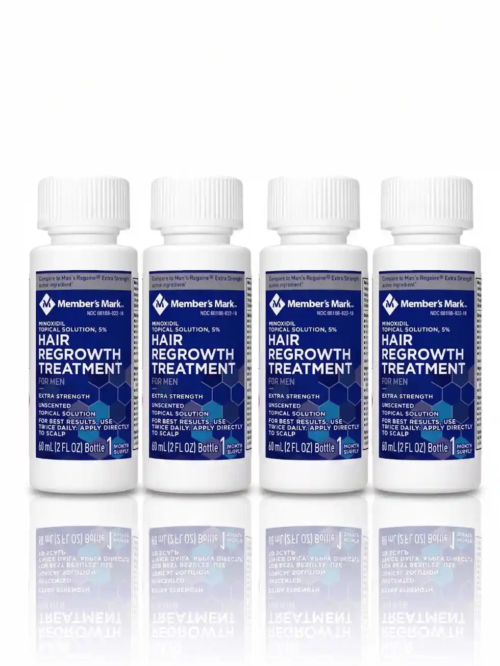 Kit com 4 frascos de Minoxidil Member's Mark 5% original, 240ml, para 4 meses de tratamento