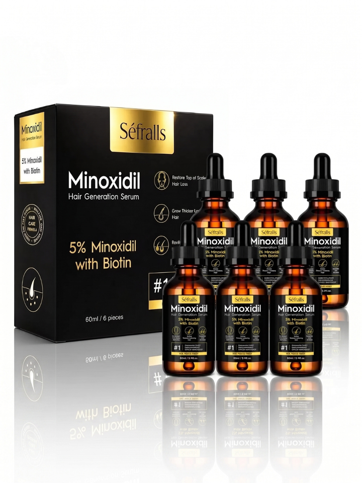 Caixa de Minoxidil Sefralls 5% em sérum para cabelo e barba