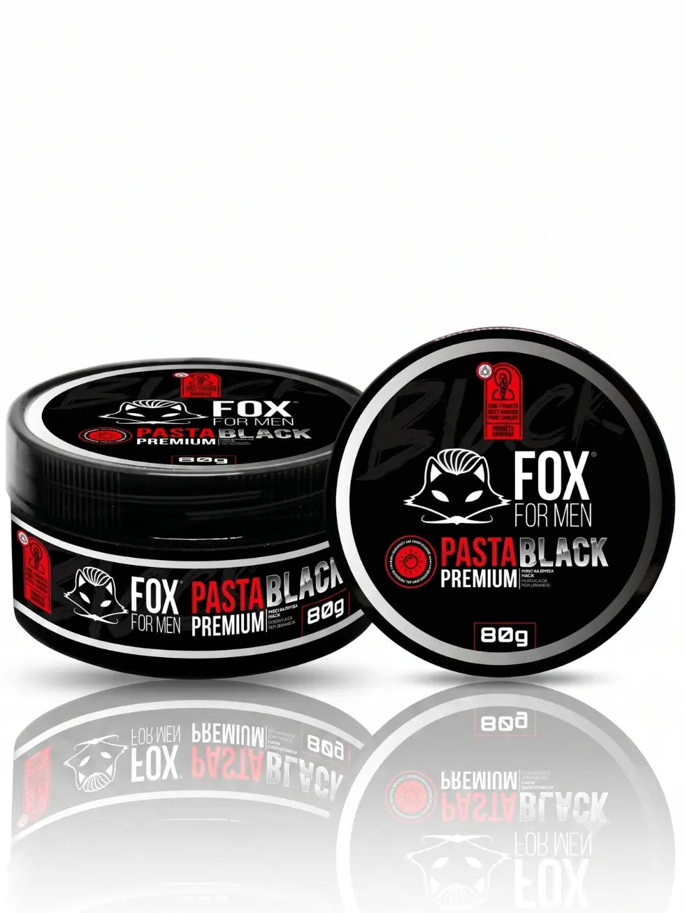 Pomada Modeladora Preta Fox For Men 80g para disfarçar fios brancos no cabelo e barba
