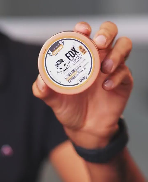 Vídeo demonstrando a Cera Modeladora Hair Caramelo Fox For Men com Queratina 80g 